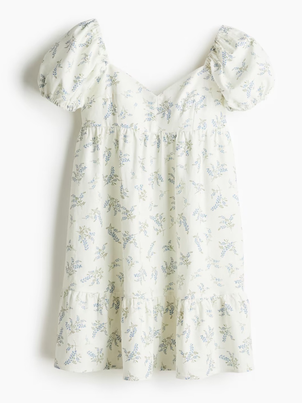 H&M Puff-Sleeved Dress Floral Mini Dress Size Large